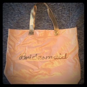 Pink Bridesmaid tote with gold handles